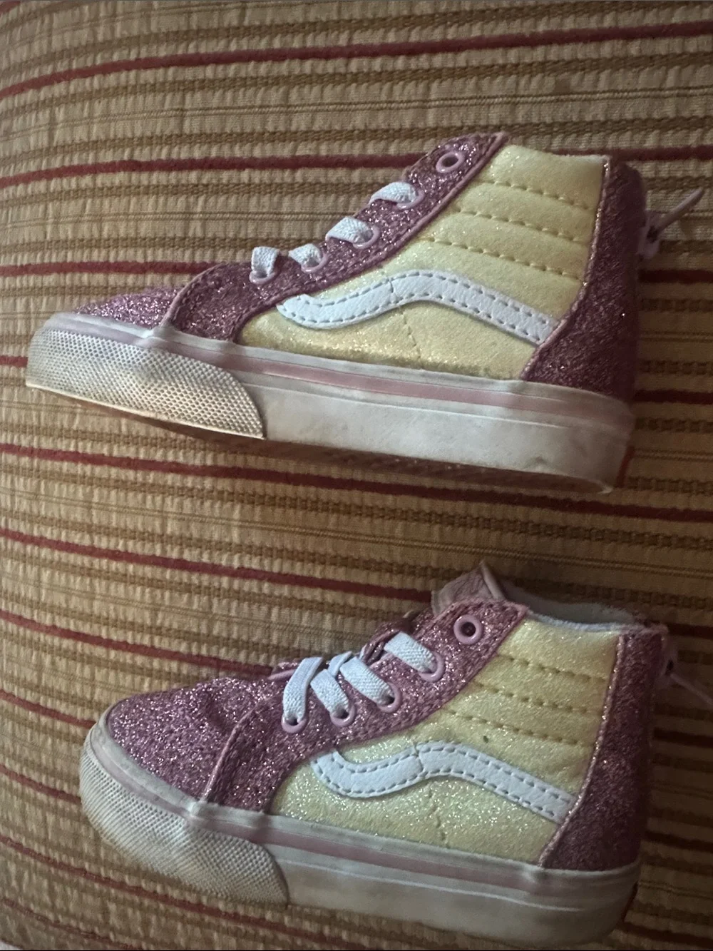 Kids High-Top Glitter Sneakers in Rose Pink